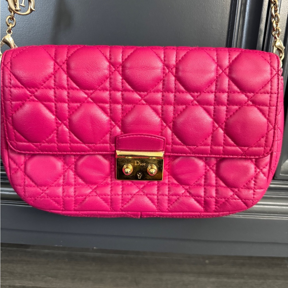 Dior Cannage Miss Dior Promenade Clutch- pink lambskin